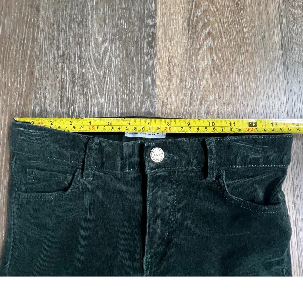 LOFT Corduroy Skinny Pants Women 00‎ 24 Dark Green Mid Rise Slim Trousers